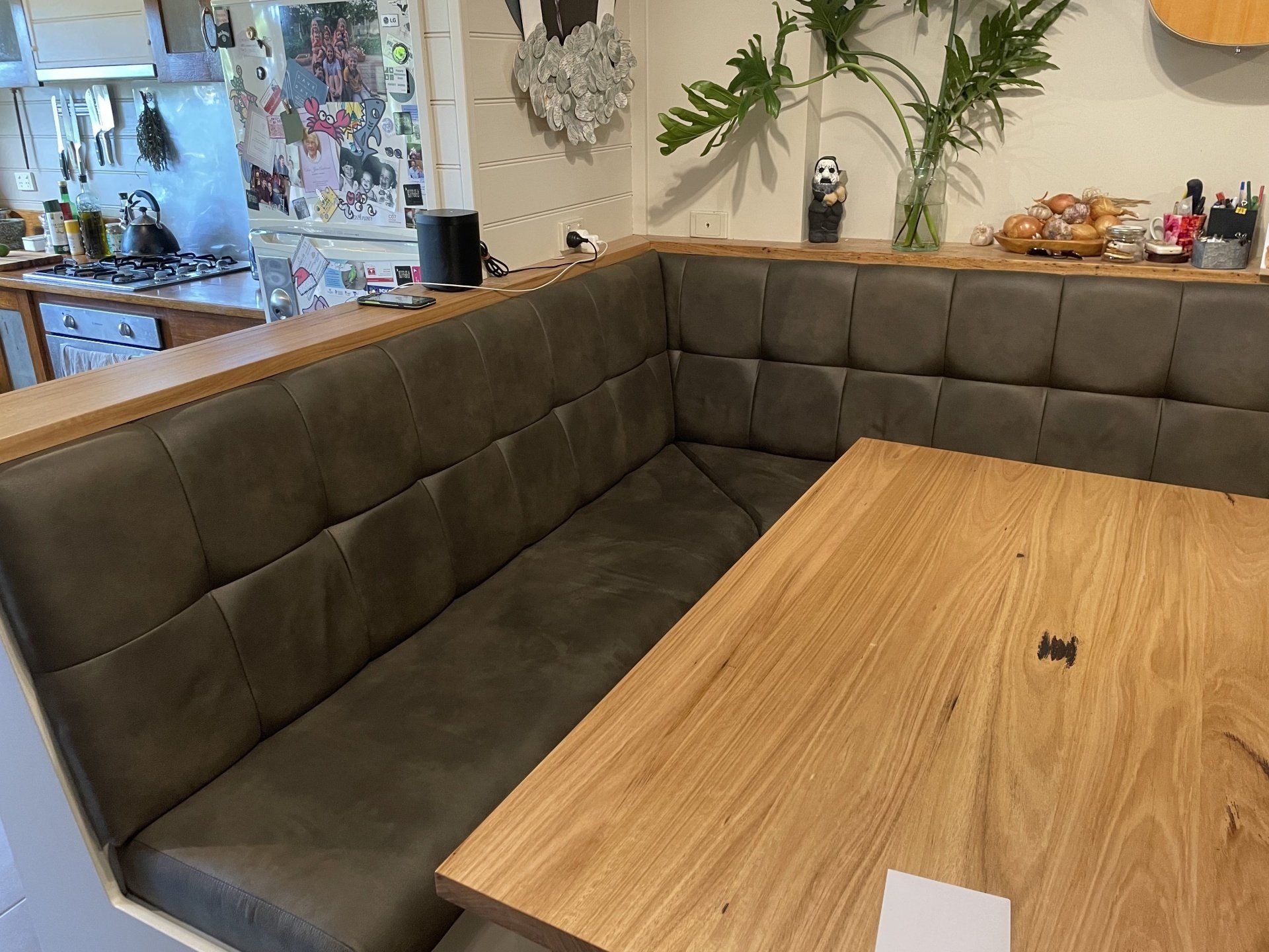 Custom built pleated dining seating