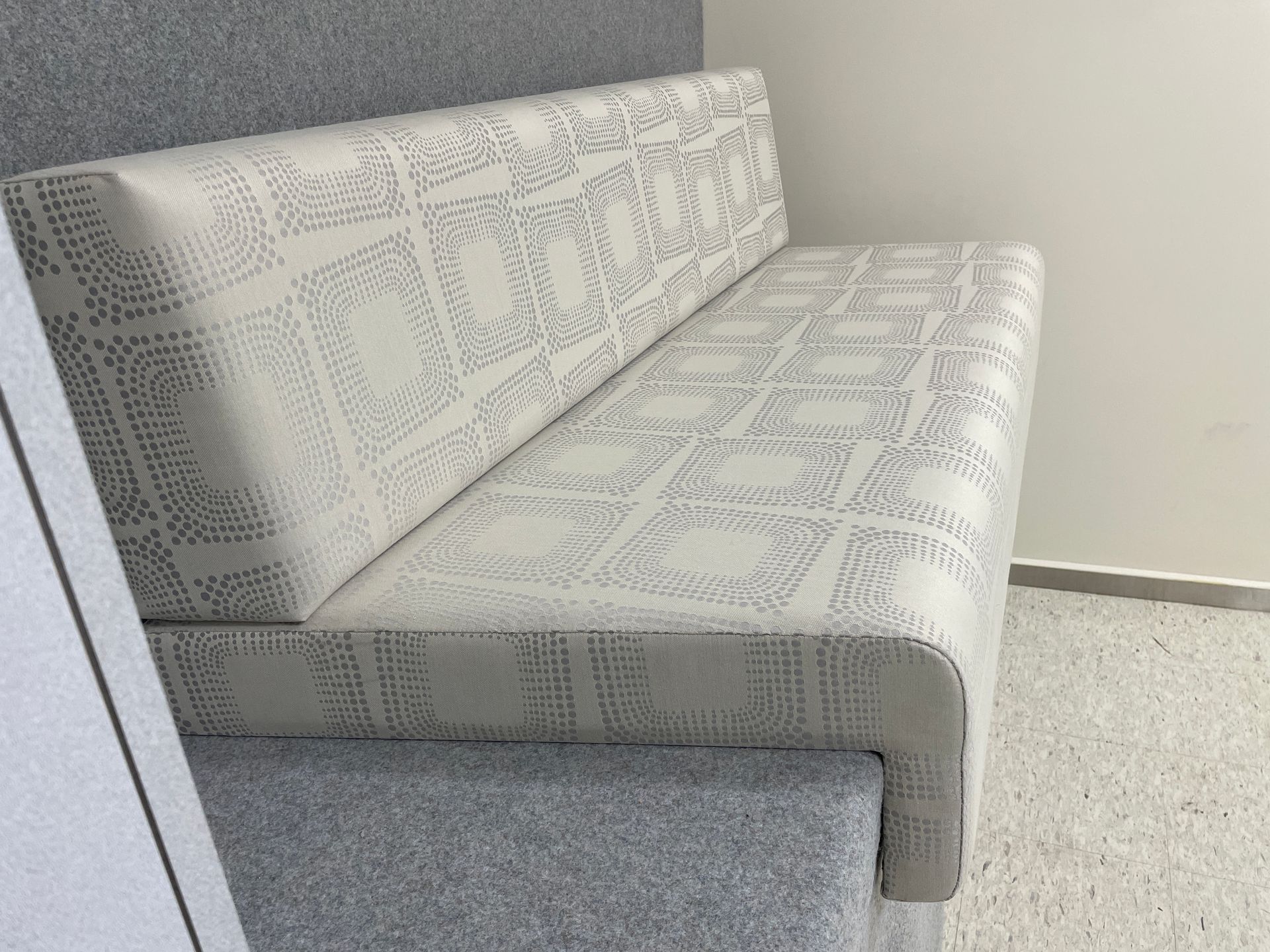 Custom commercial school seating covered with Crypton fabric