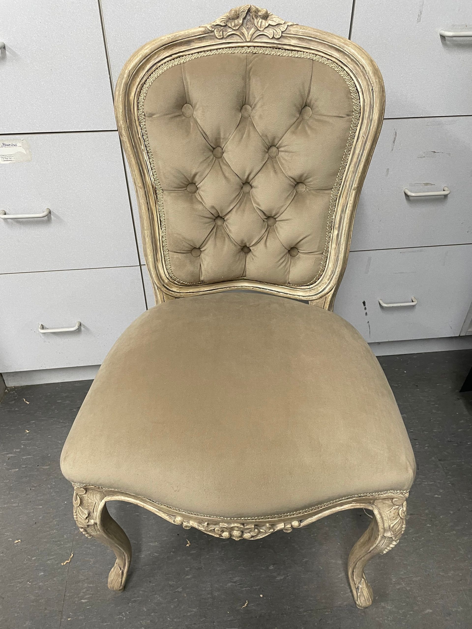 Diamond backed gold antique dining chair