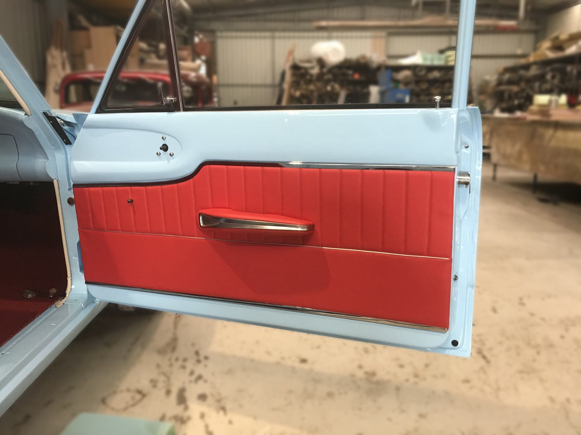 Ford Coupe Custom Red Vinyl Door Trim