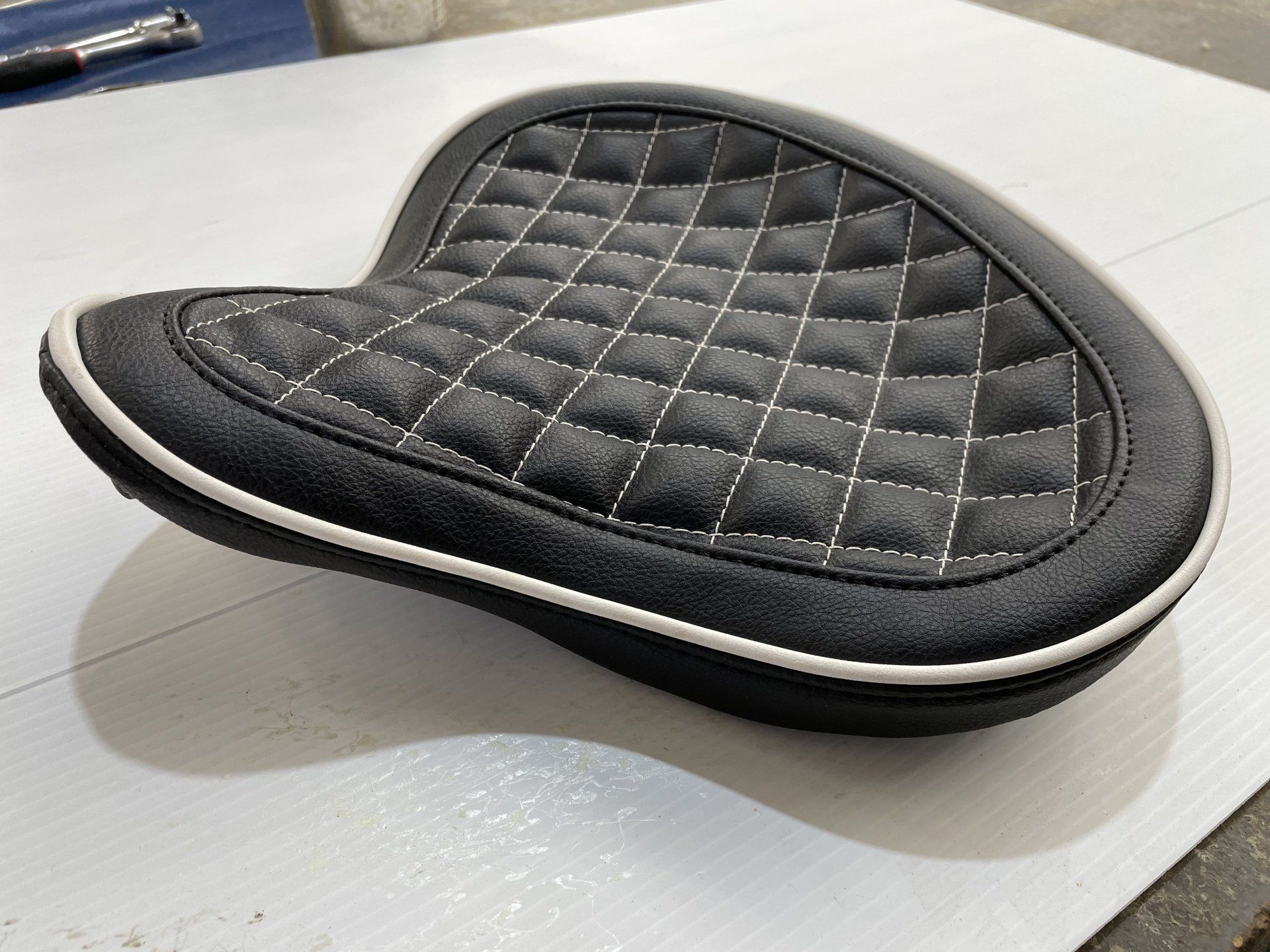 Fully restored and customised vintage motorbike seat