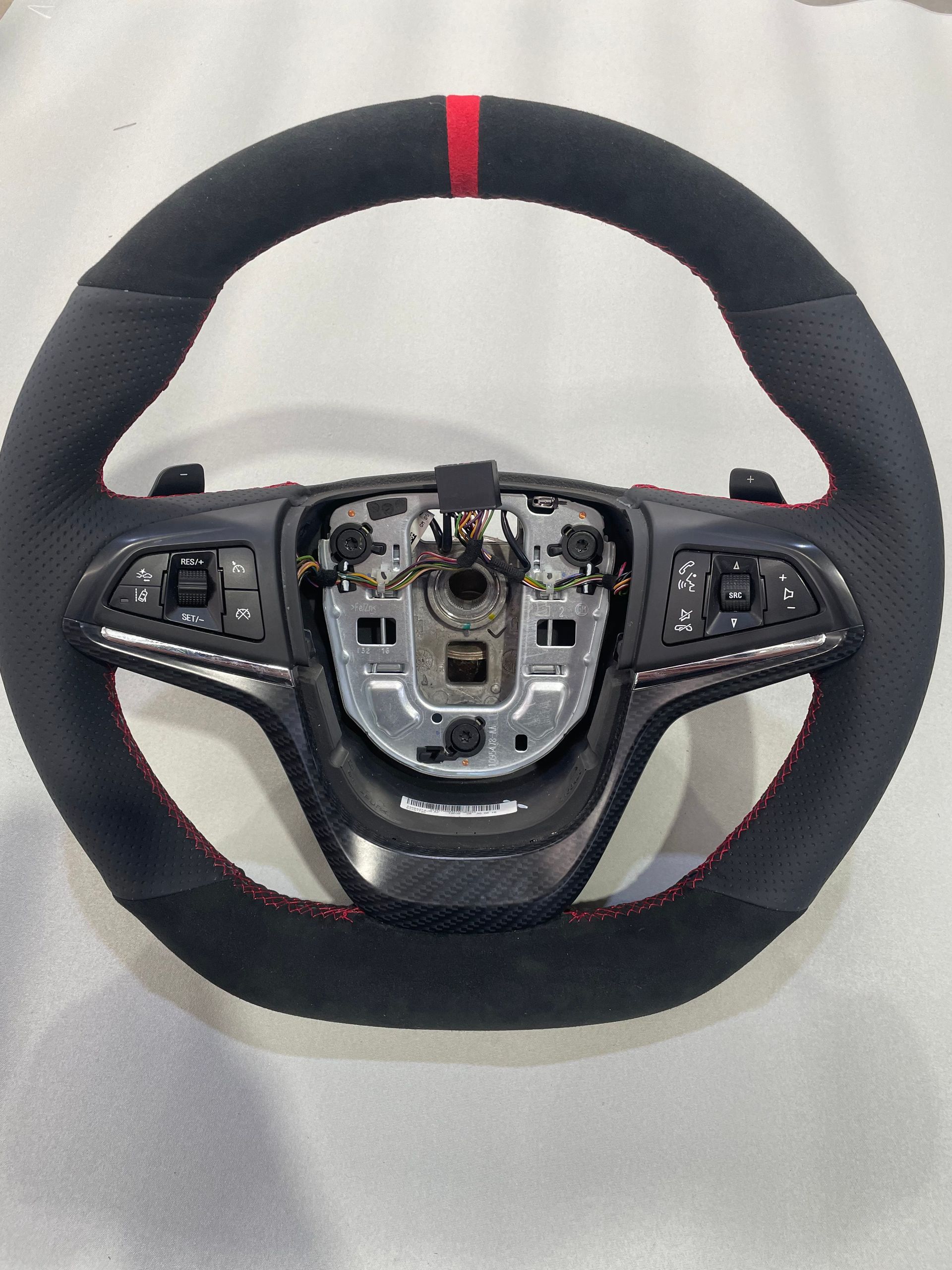 GM custom leather and suede wrapped steering wheel