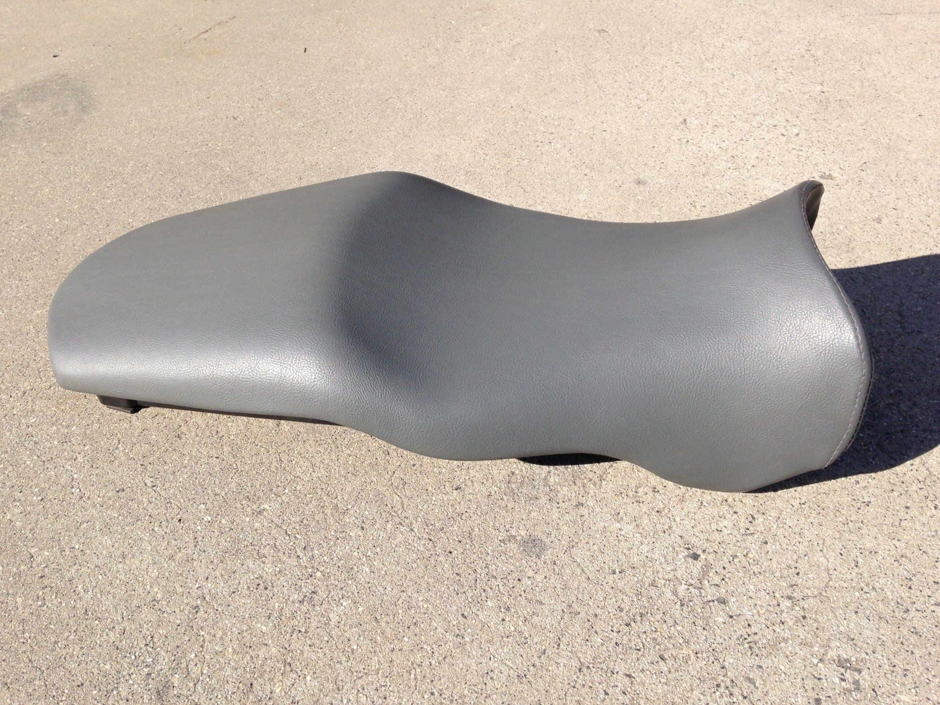 Grey vinyl race bike seat