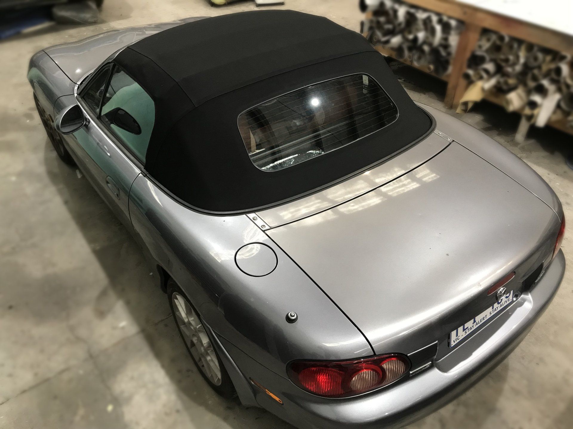 Mazda MX5 replacement black cloth soft top with glass window