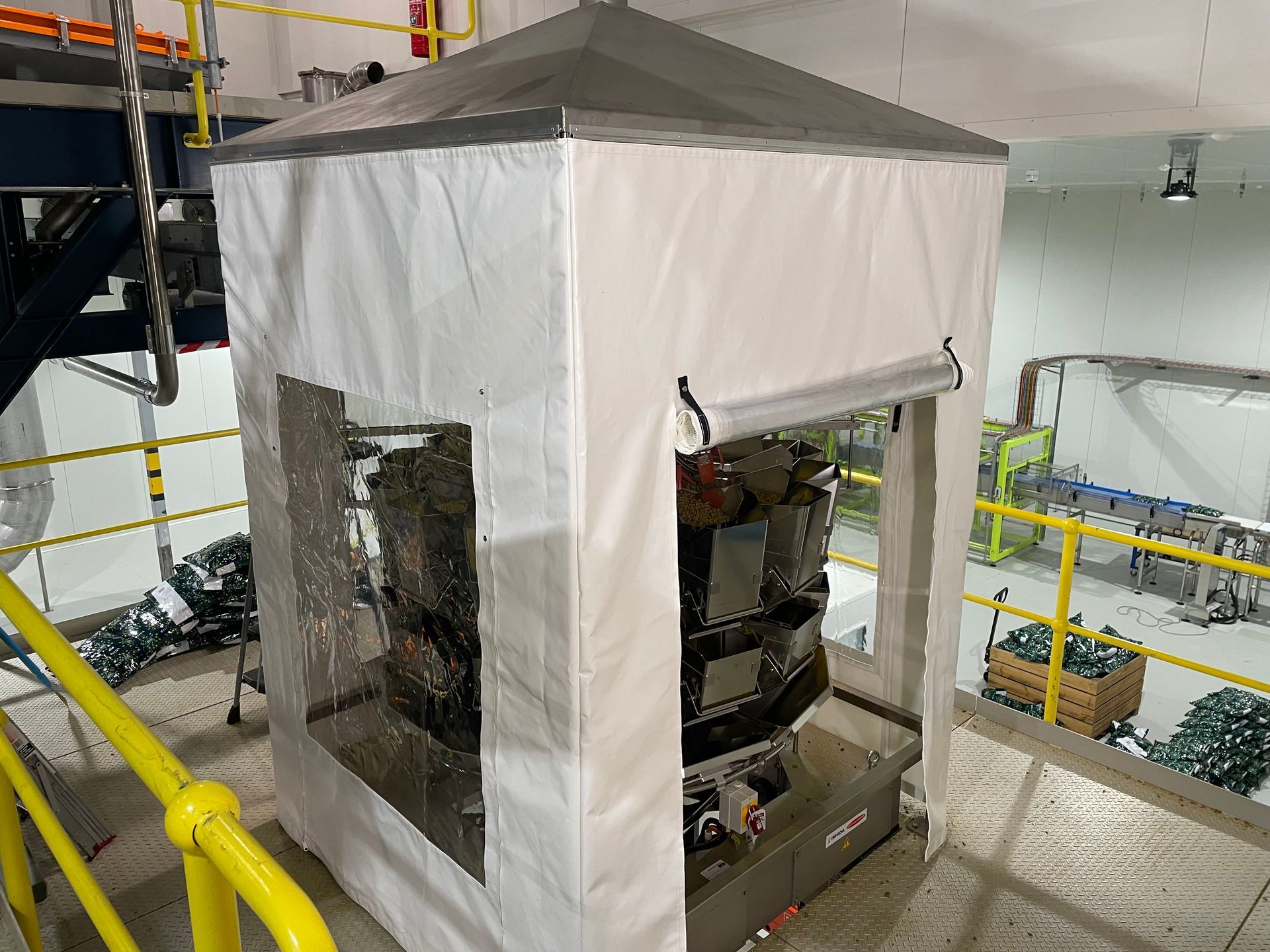 PVC wash down curtains with clear windows in factory