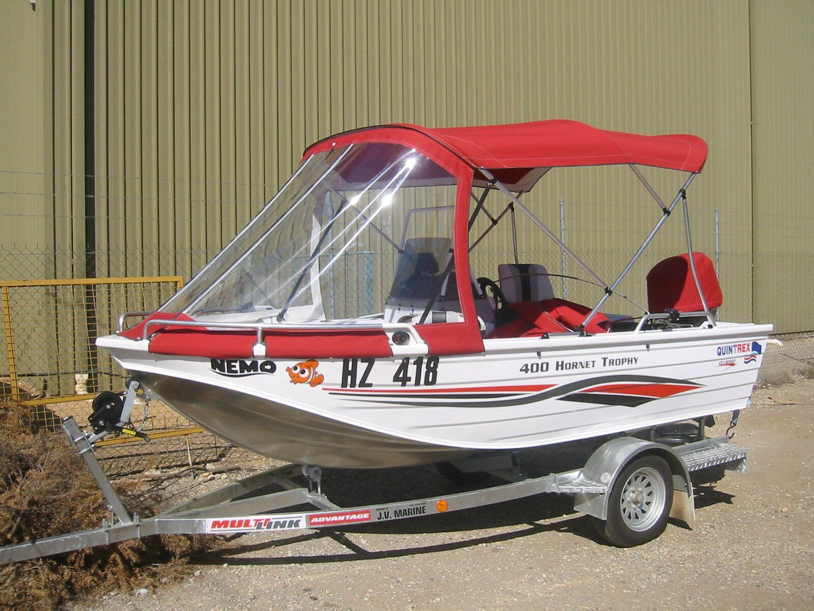 Quintrex 400 Hornet Bimini and Clear Front