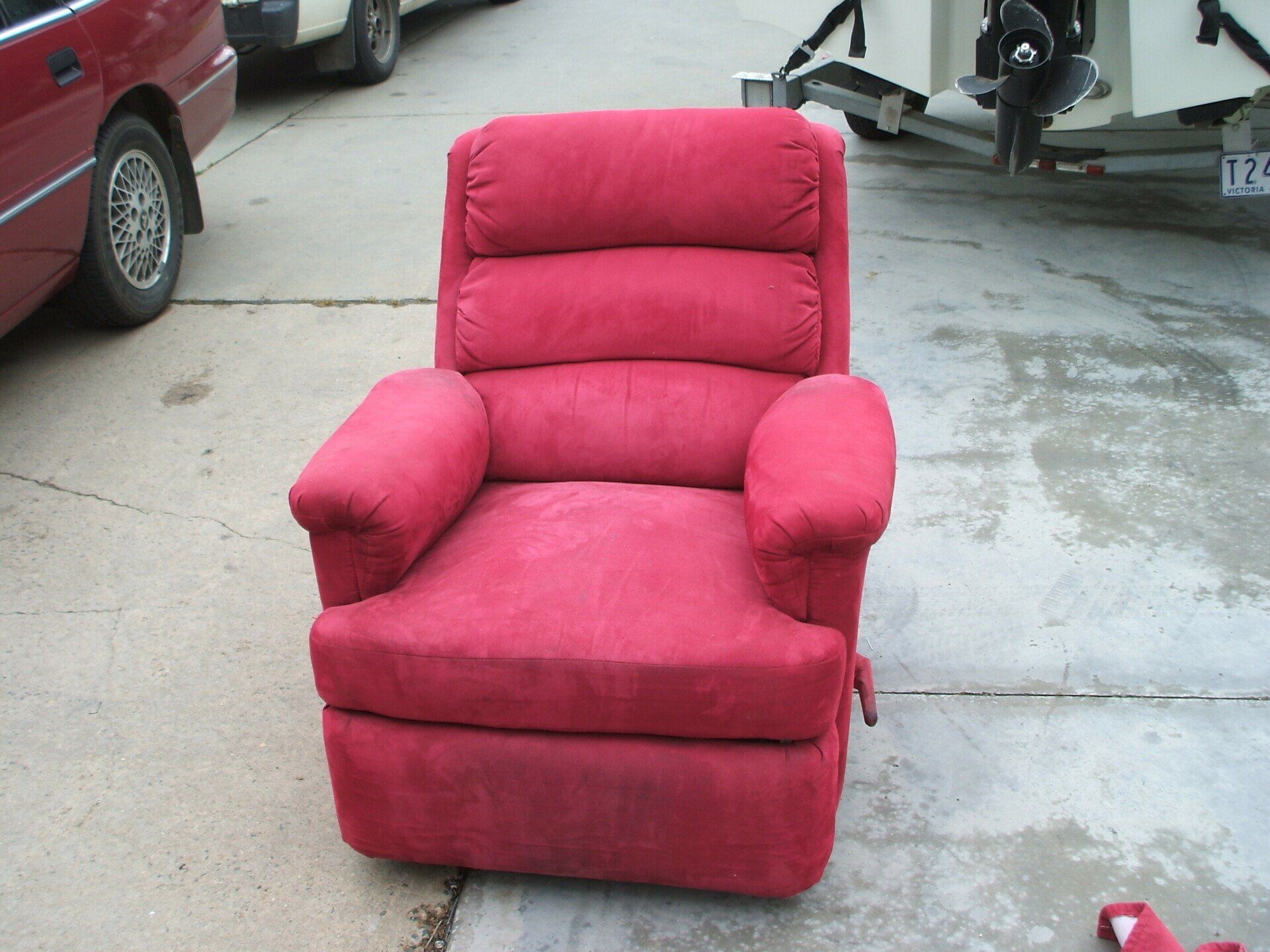 Red Suede Fabric Recliner Chair
