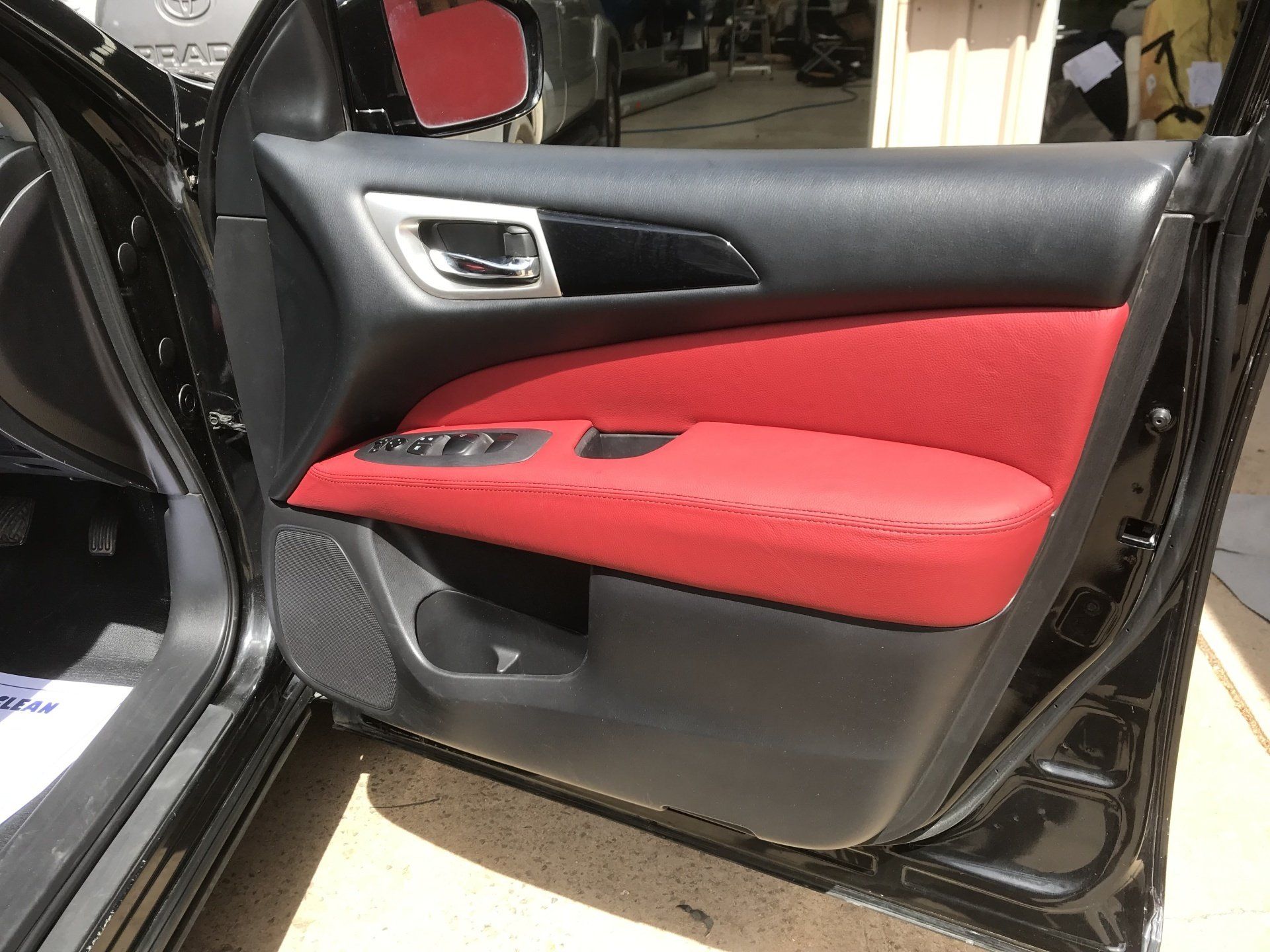 Red and black customised door trim