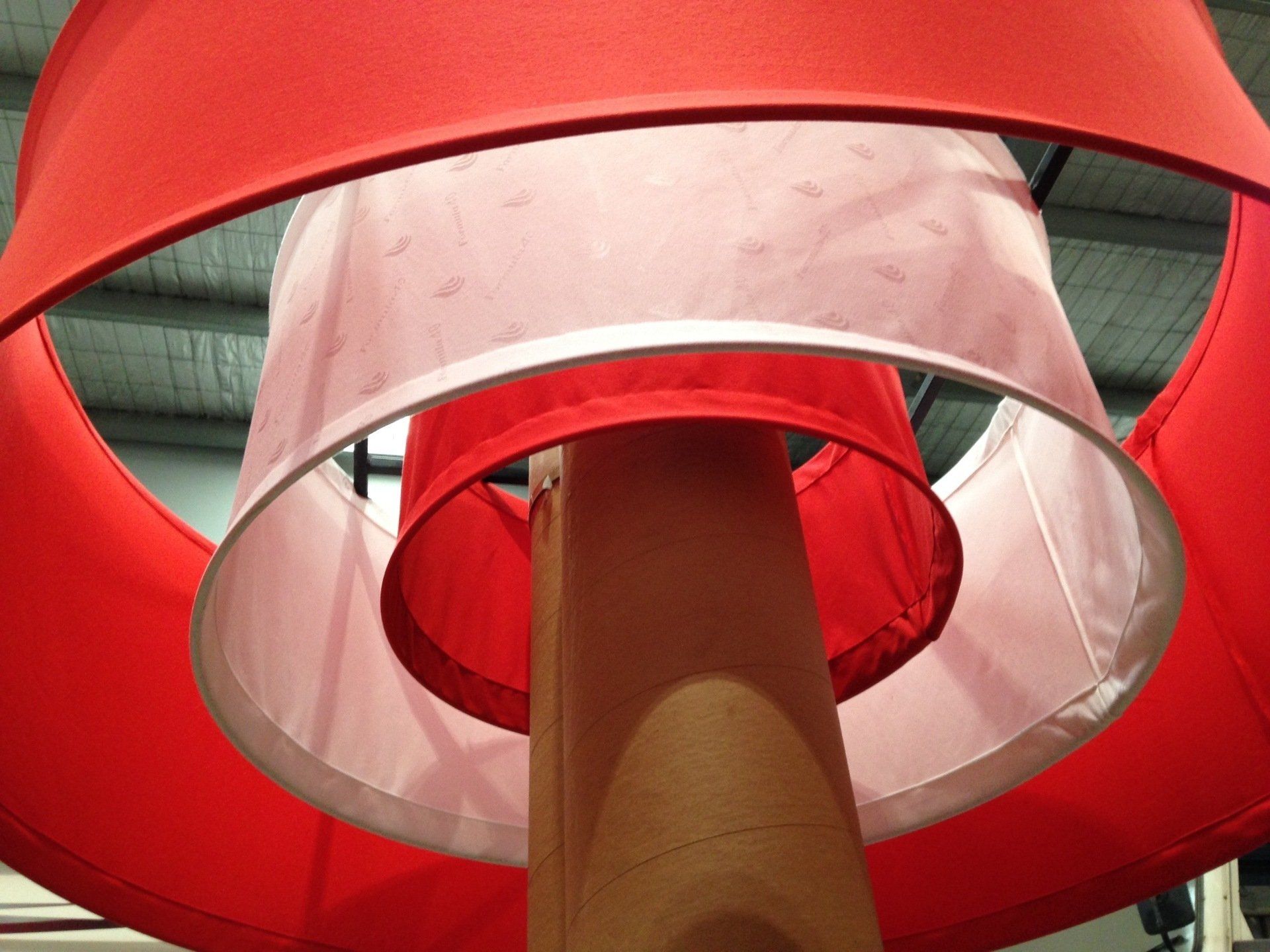 Red and white cloth chandelier