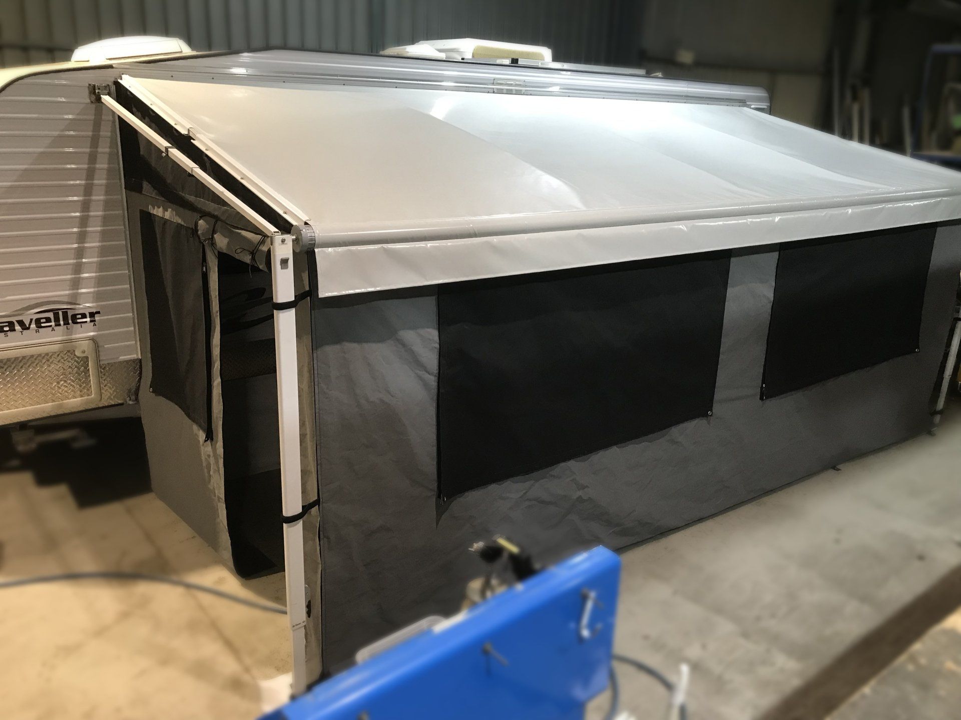 Replacement PVC on awning and canvas walls