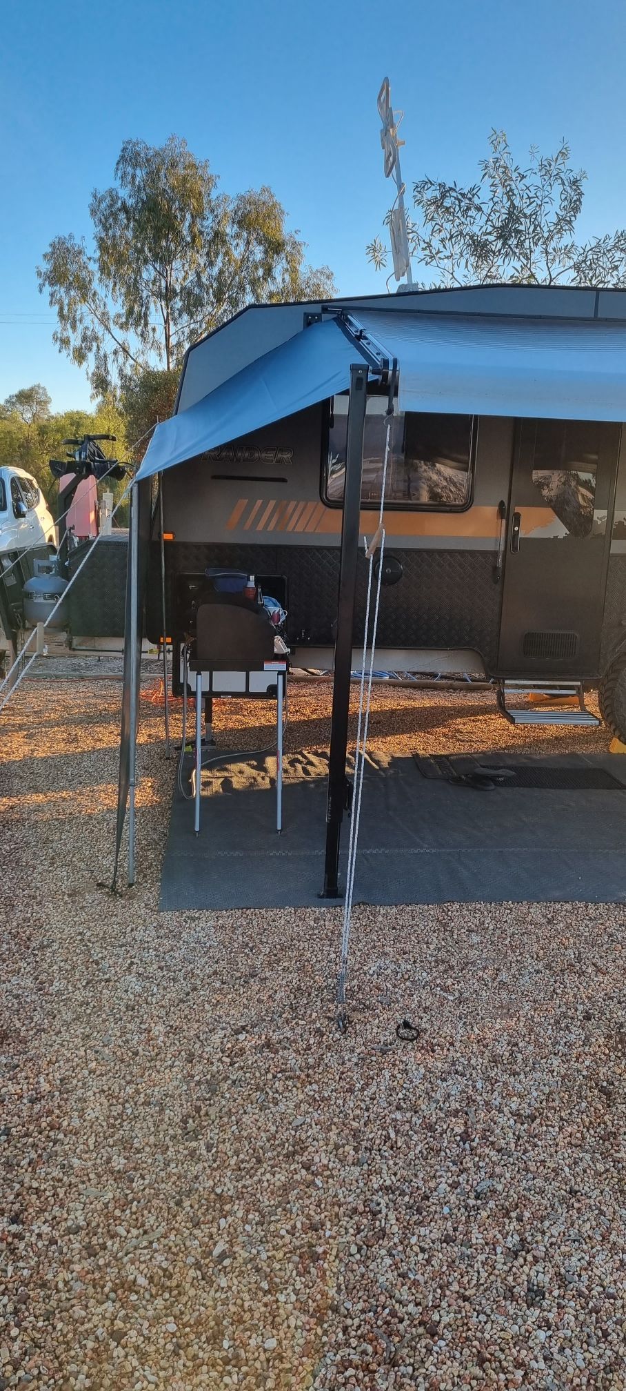 Rollout awning canvas end enclosure