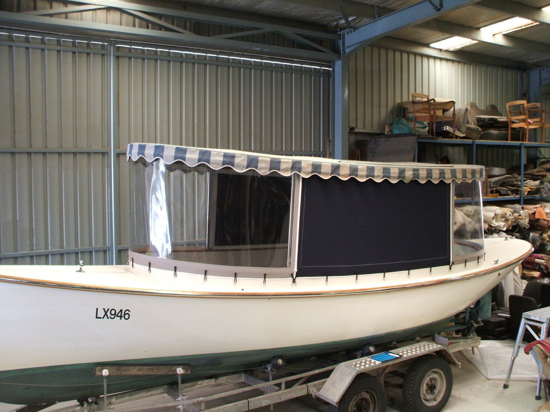 Timber Boat with Roof and Side Curtains