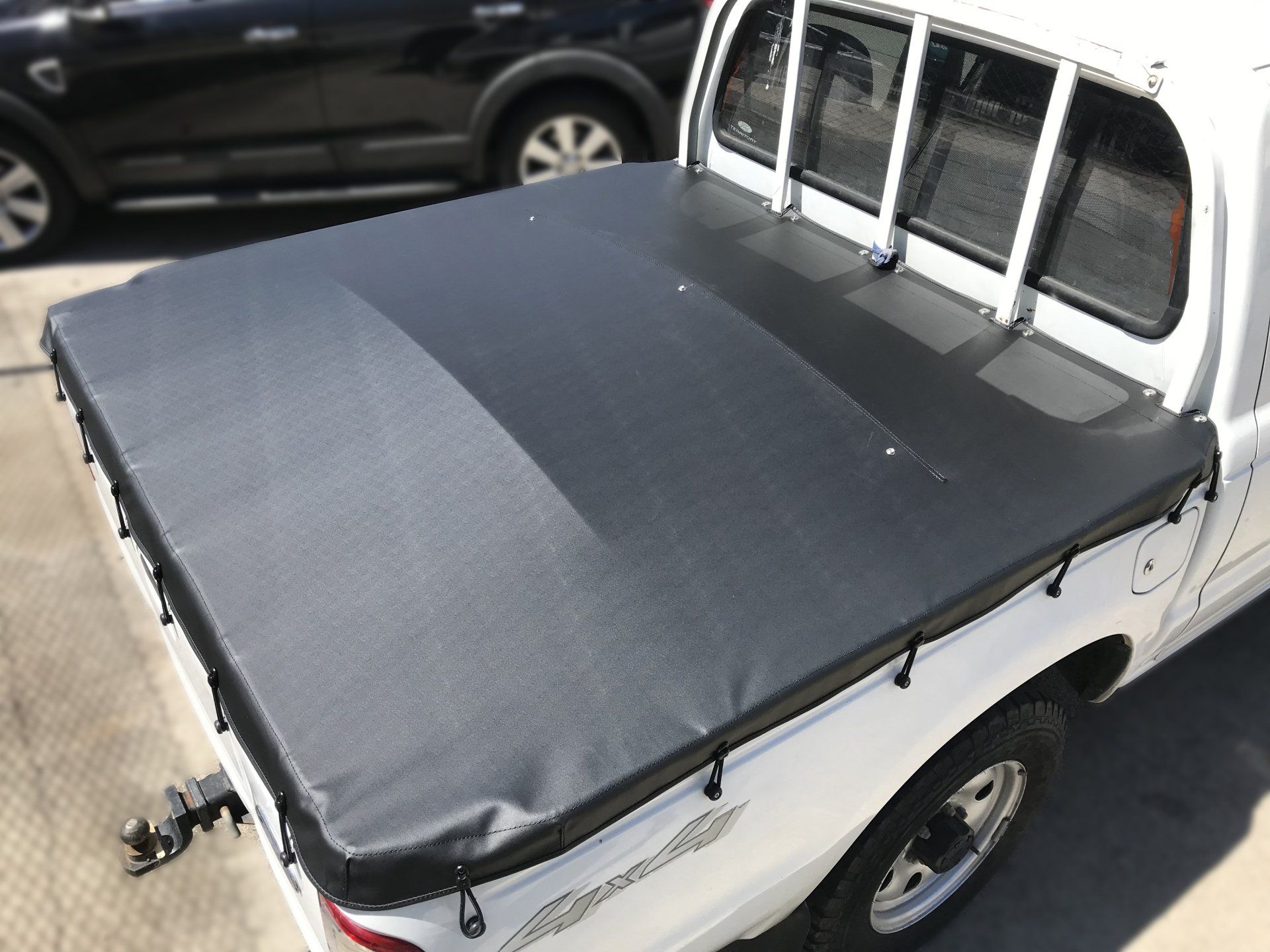 Tonneau with openable front for dog (closed)