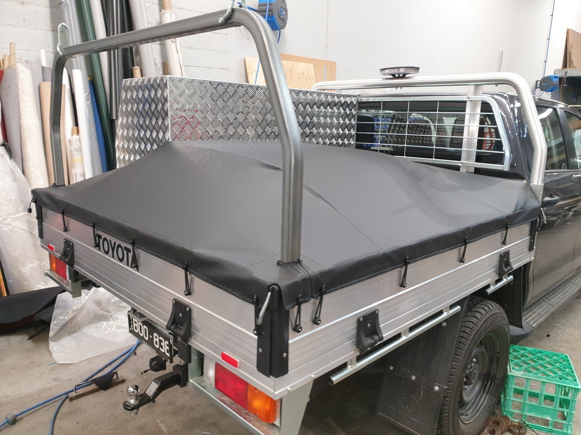 Toyota Hilux bunji tonneau cut around side toolbox