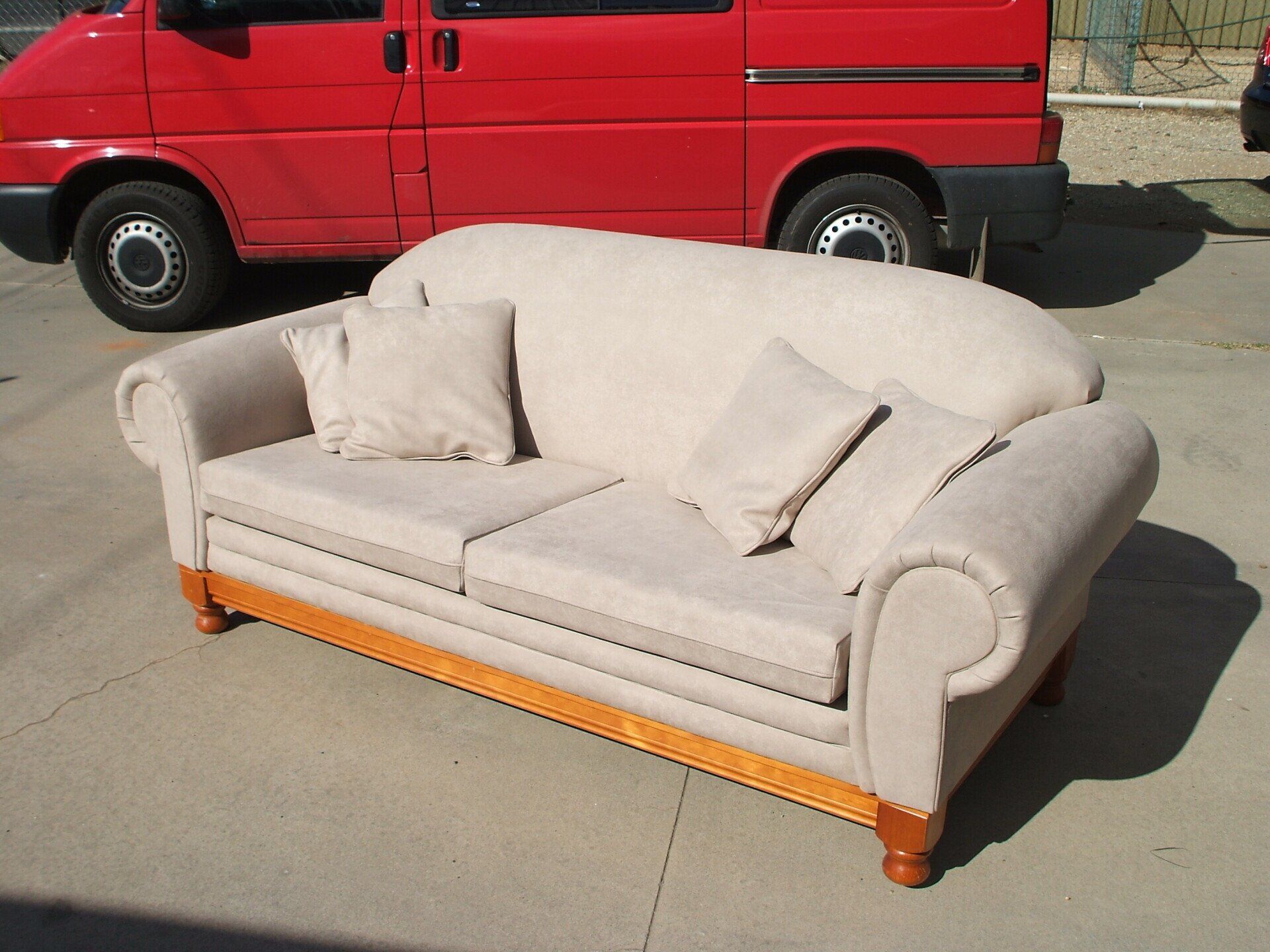 Two and a Half Seated Sofa Covered in Suede