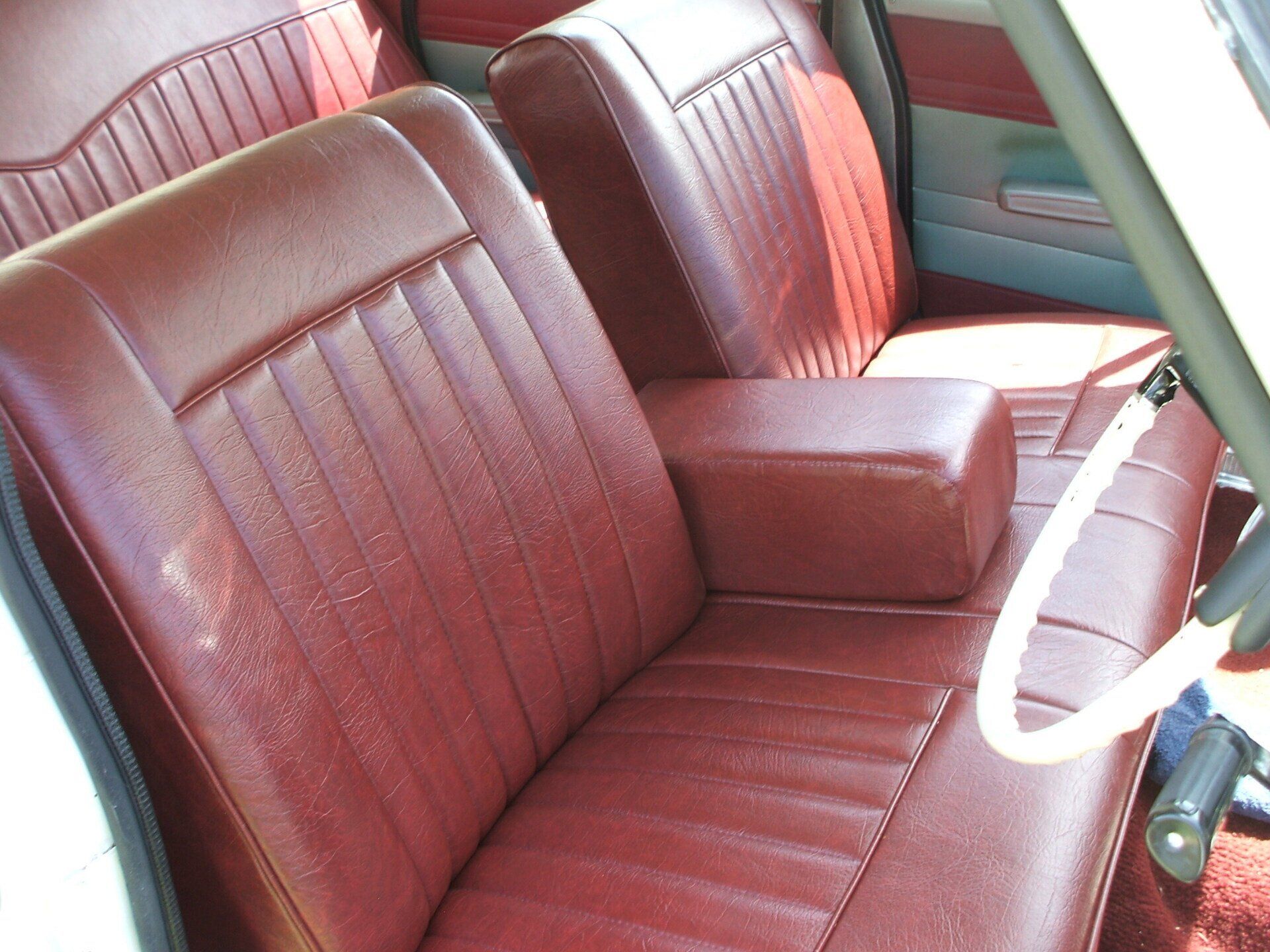 Valiant Red Vinyl Bench Seat and Arm Rest