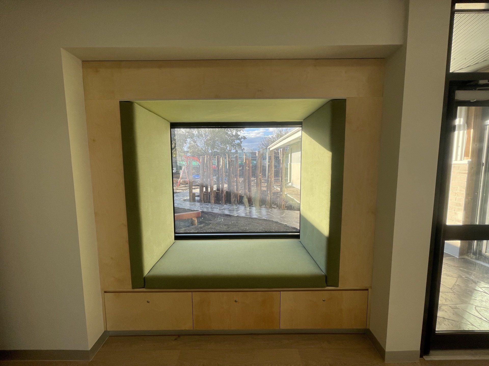 Western Autistic School crypton fabric sage window booth seating