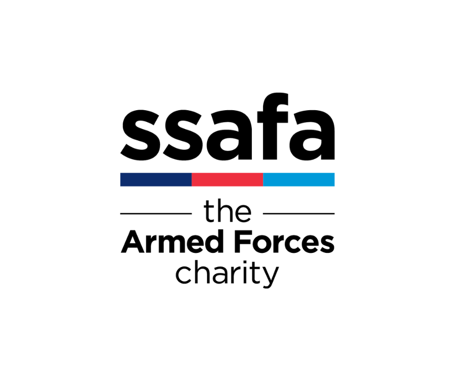 SSFA logo: black text over coloured bars; 