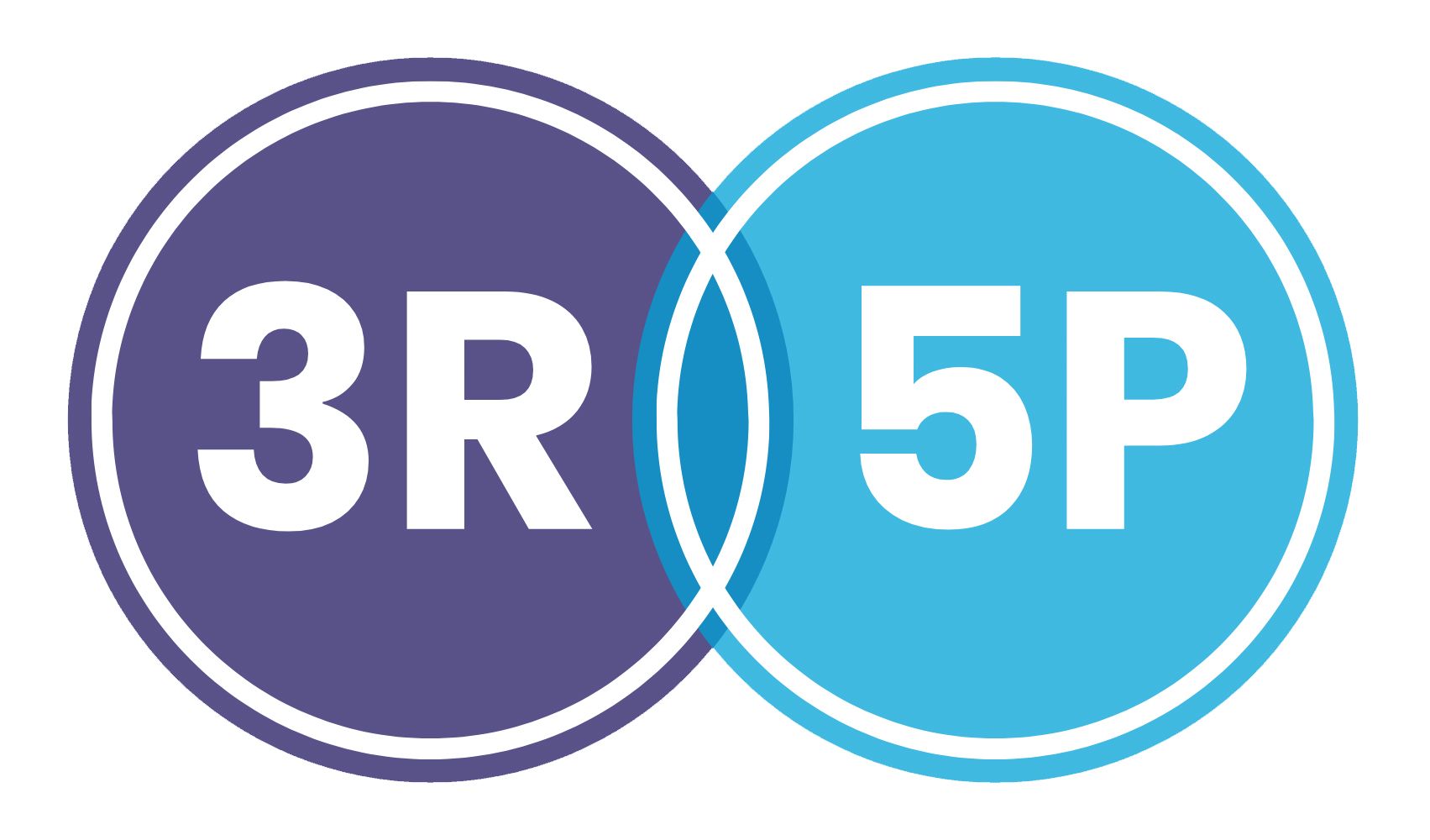 A blue and purple circle with the words `` 3r 5p '' written inside of it.