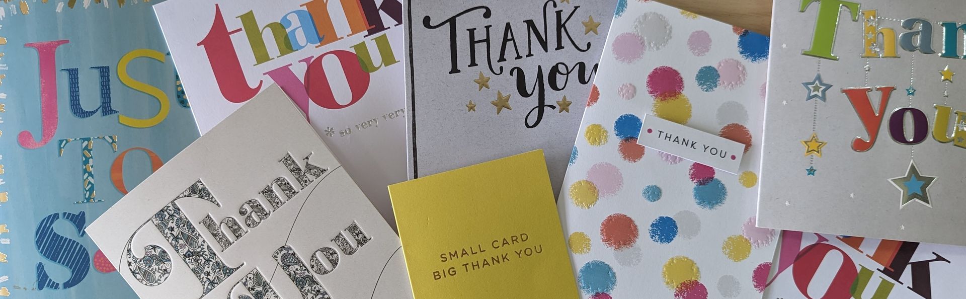 A colourful selection of thank you cards that have been received from citizens