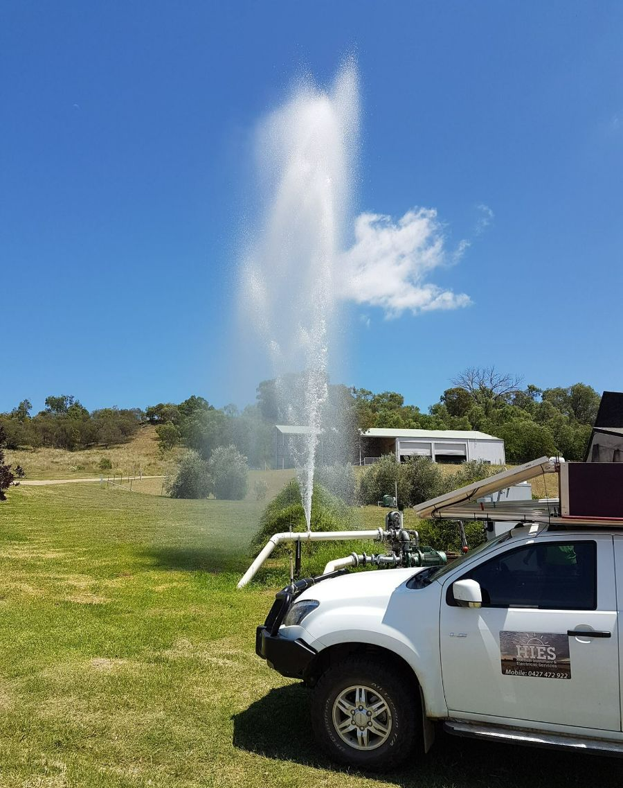 HIES Service Vehicle And Releasing Pressure Of Pump — Electrician in Upper Hunter Region, NSW