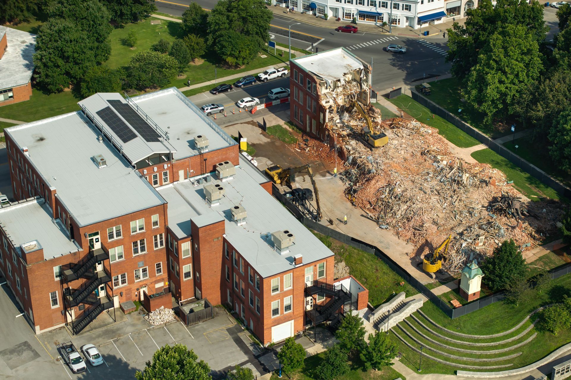A demolition of a building.