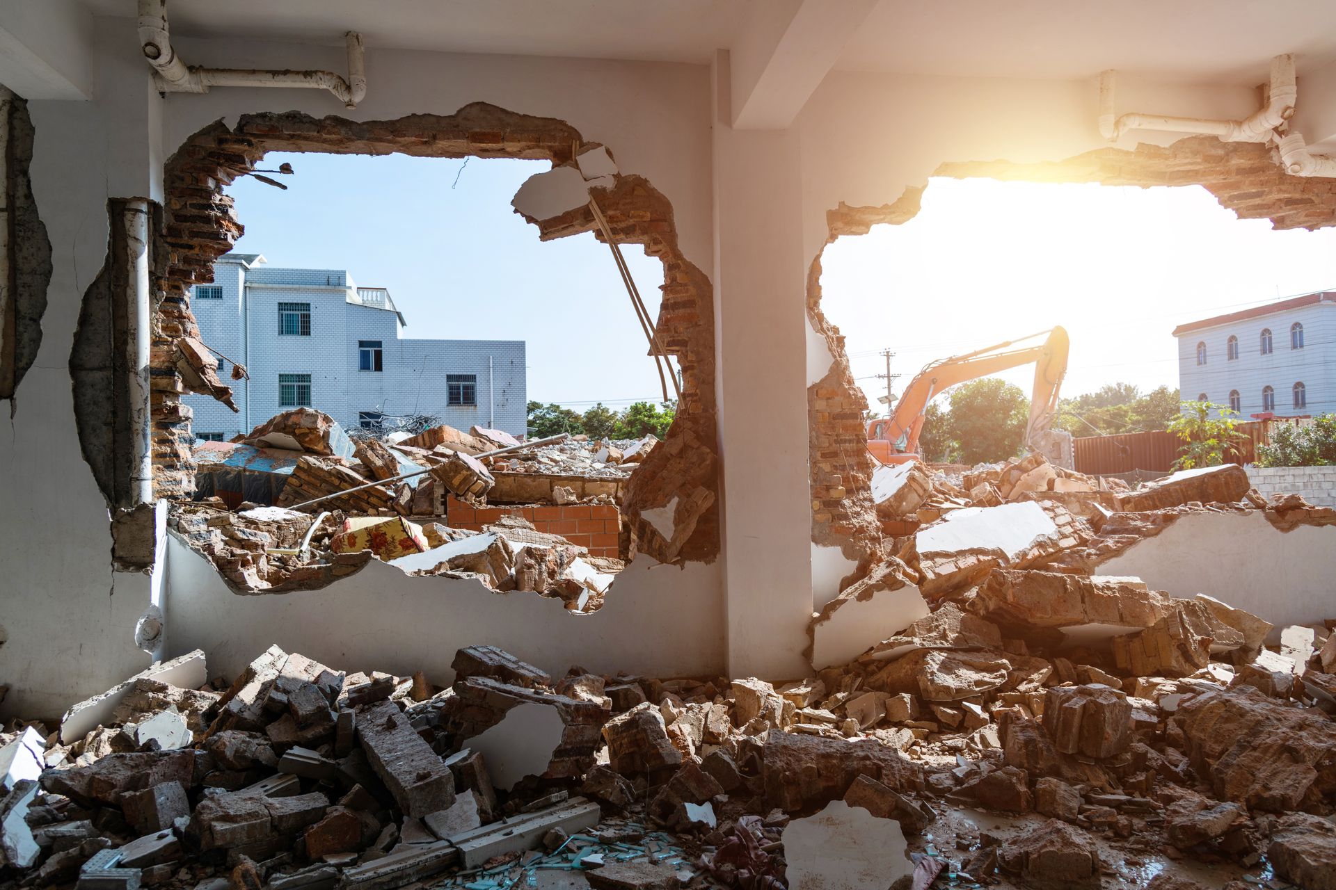 Interior view of a house demolition project