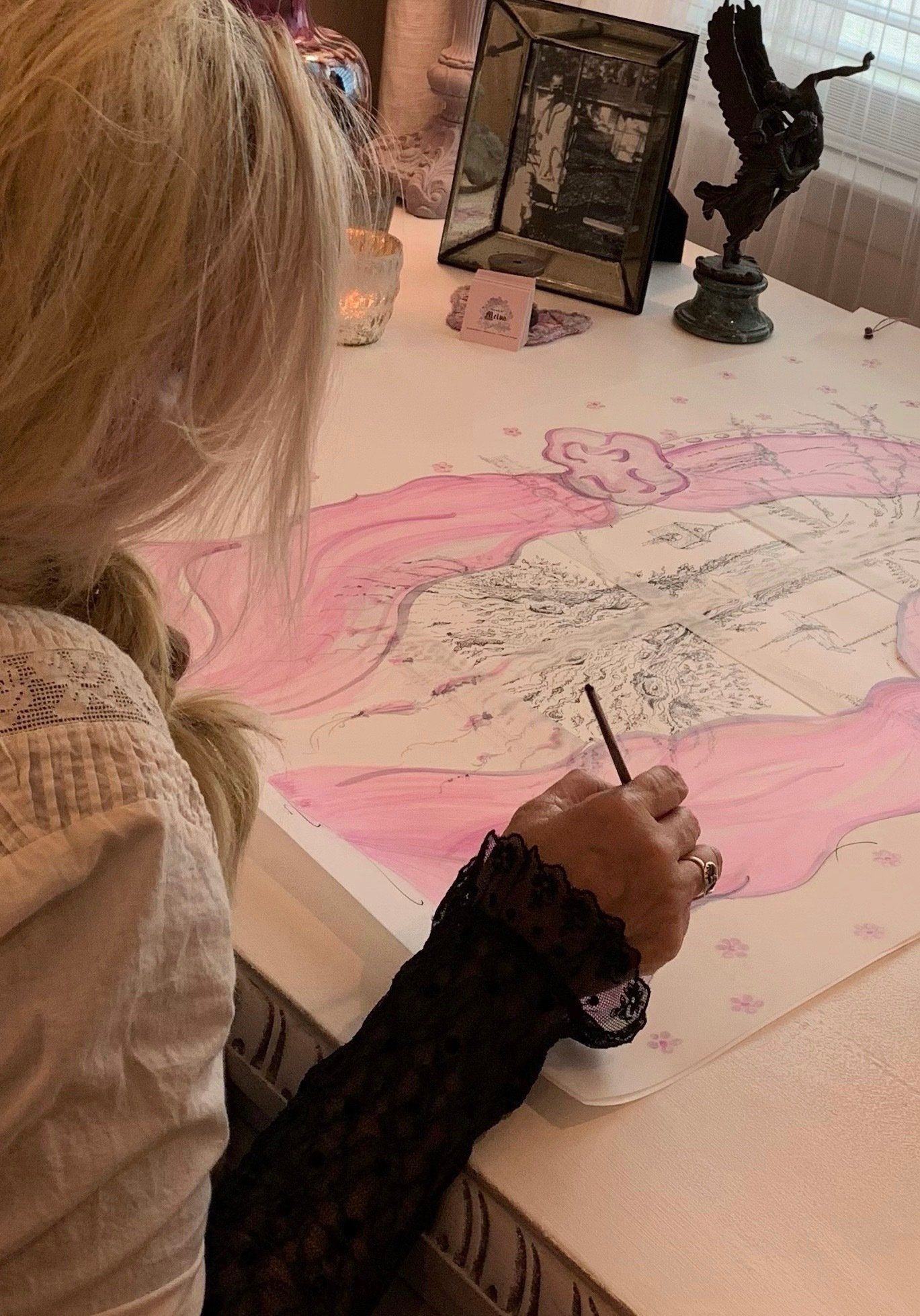 Melva Doing Her New Artwork