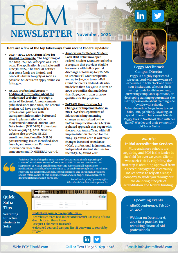 ECM NEWSLETTER November 2022