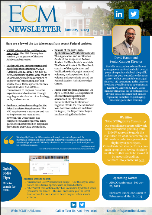 ECM NEWSLETTER January 2023