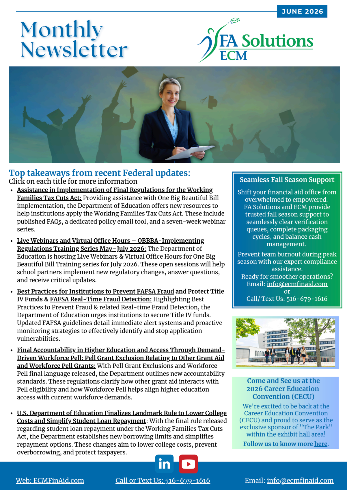Monthly newsletter for EA Solutions EV, featuring a professional green-themed layout and article summaries.