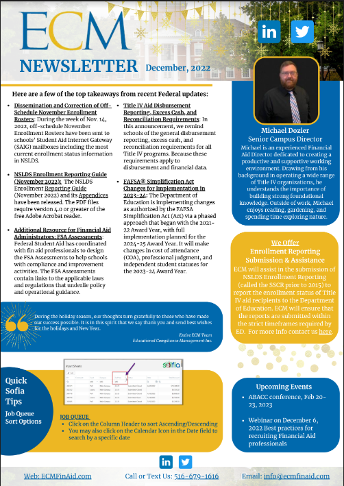 ECM NEWSLETTER December 2022