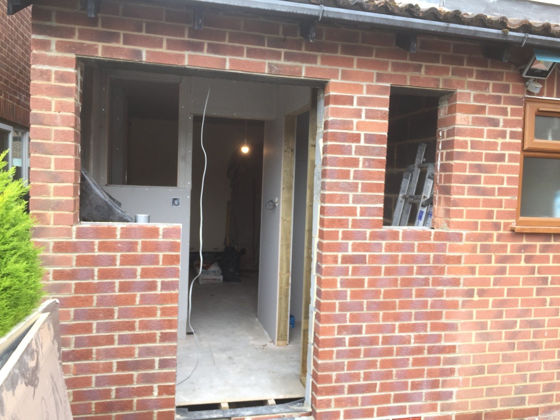 garage conversion mid work from outside