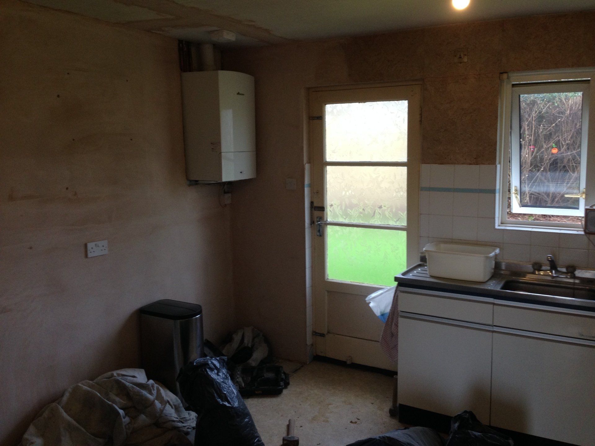 old kitchen view of back door