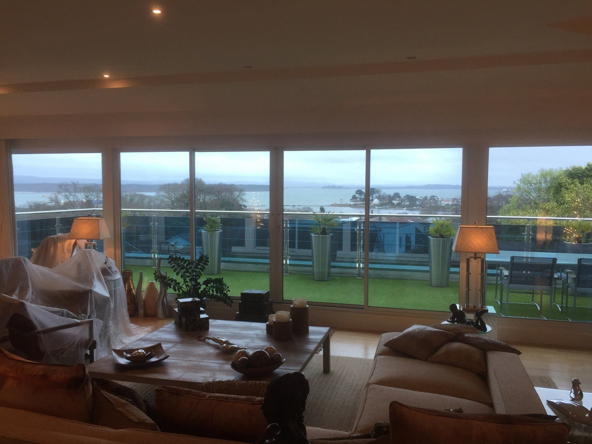 view of coast from new wrap round bifold doors