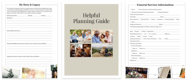 a helpful planning guide with a picture of a group of people on the cover .