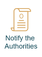 a logo that says `` notify the authorities '' with an icon of a scroll .