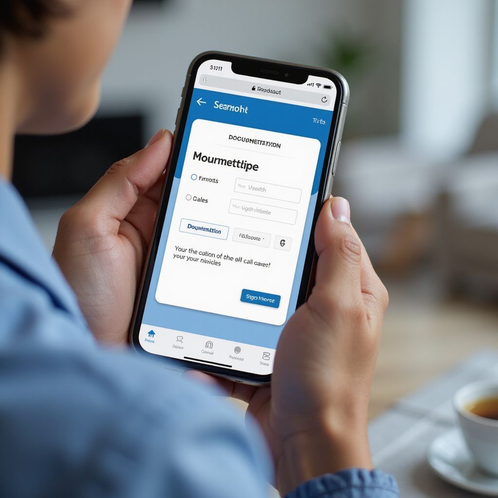 Person using a smartphone with an app open, likely for banking or finance.