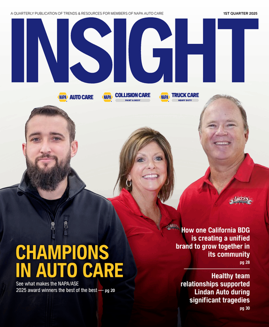 ShopOwner magazine cover: Couple in red shirts,