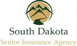 The logo for the south dakota senior insurance agency with green mountains over a tan circle