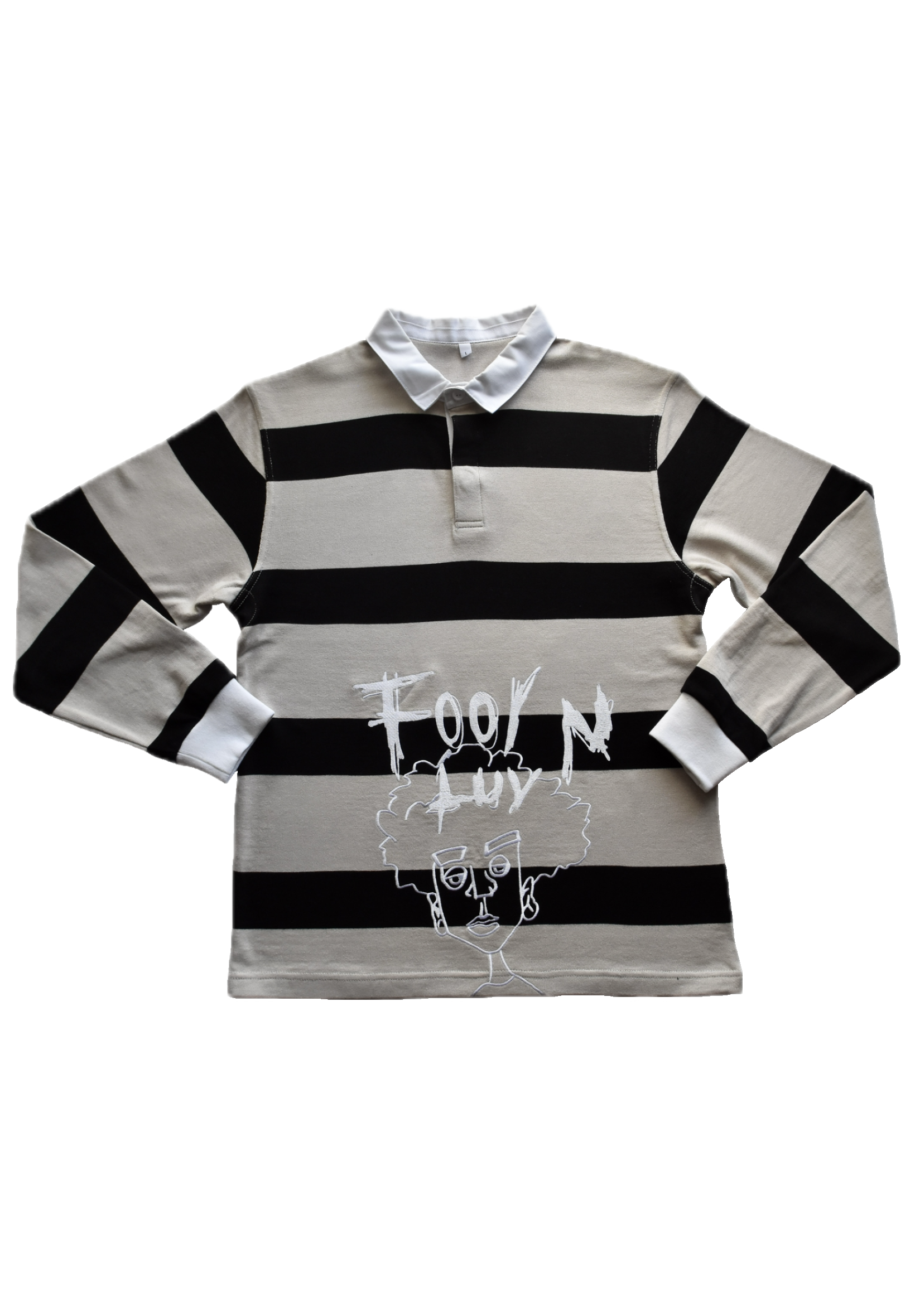 Grey & Black Fool N Luv Rugby Polo