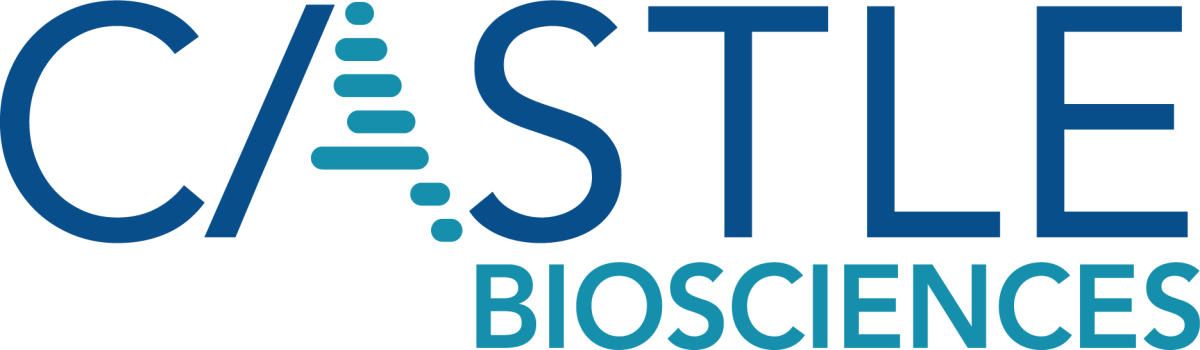 The logo for castle biosciences is blue and white
