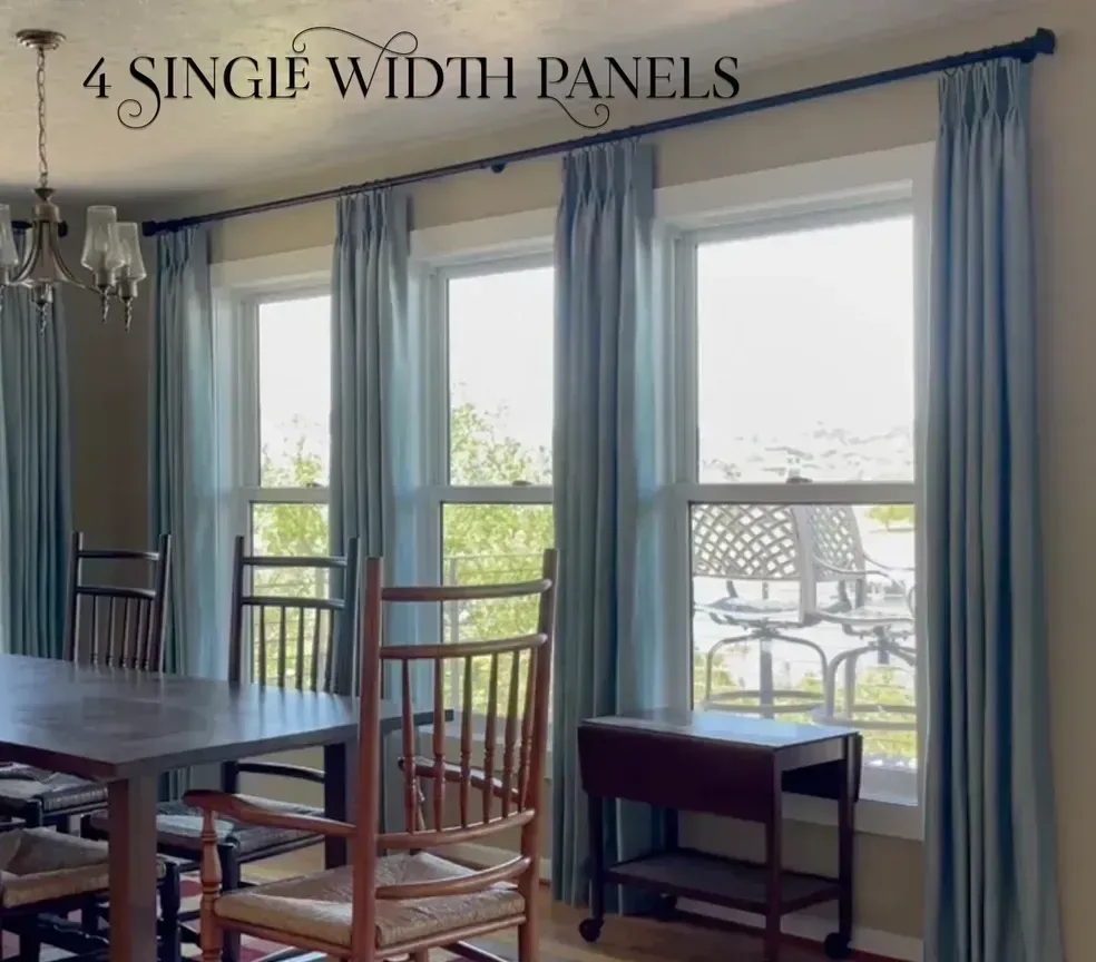 A dining room with four single width panels