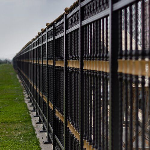 Black Iron Fence Railings and Grasses — Modesto, CA — Sam Farias Fencing, Inc