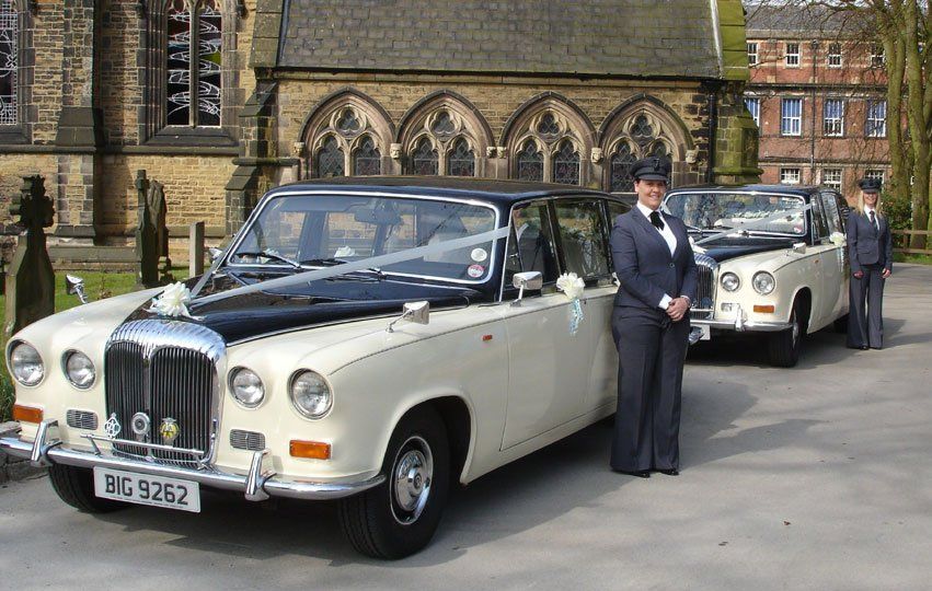 Drivers and vintage wedding cars