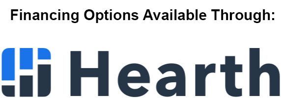 A logo for hi hearth that says financing options available through