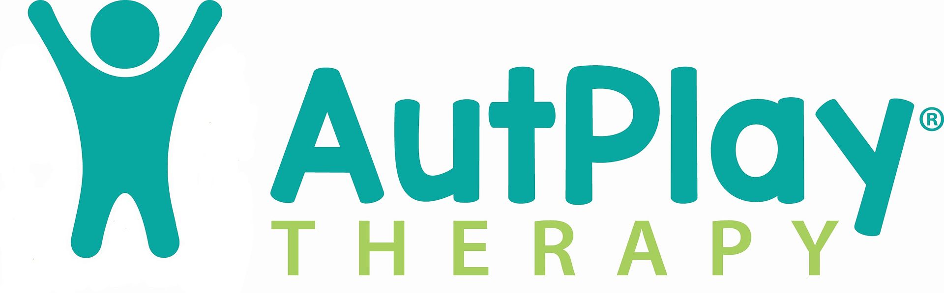 the logo for autplay therapy shows a person with their arms in the air .