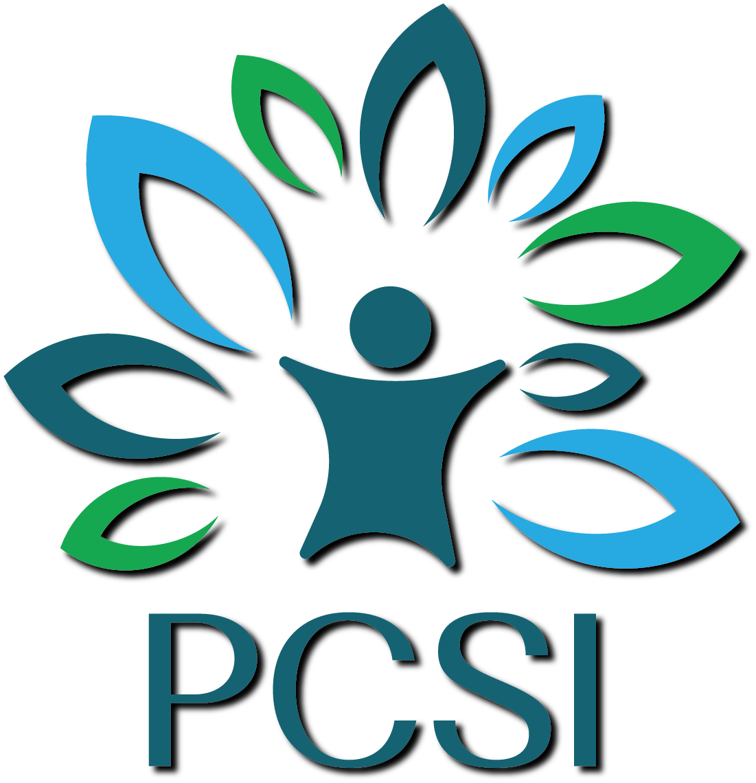 A logo for pcsi with a flower and a person