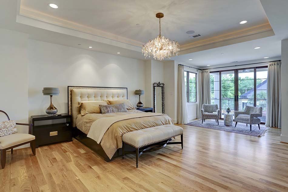 There is a large bed in the middle of the room.