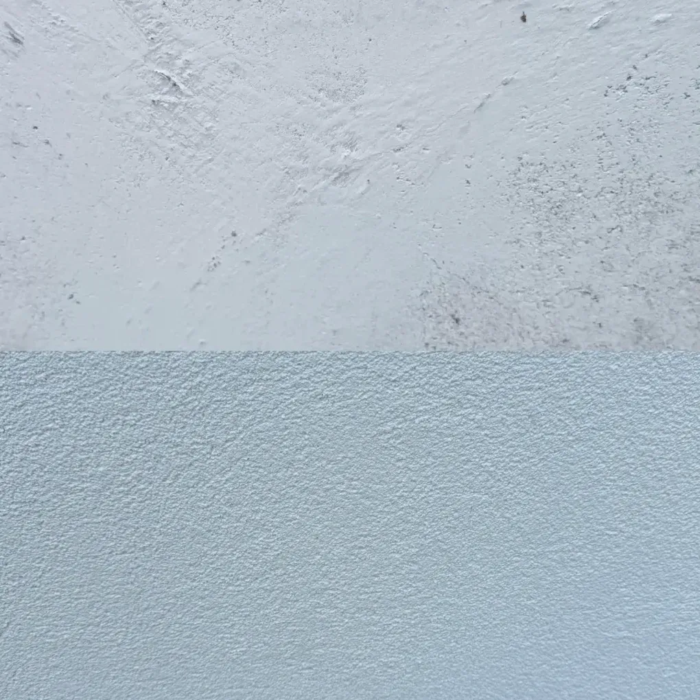 Top half is white textured surface, bottom half is blue textured surface.